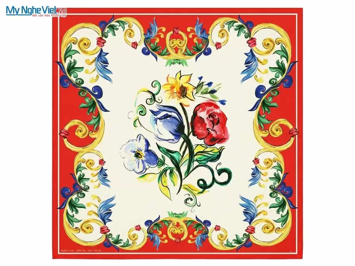 Khăn lụa tơ tằm in họa tiết nghệ thuật