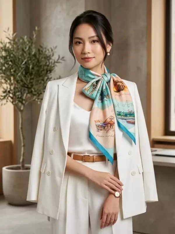 Khăn lụa tơ tằm in họa tiết nghệ thuật