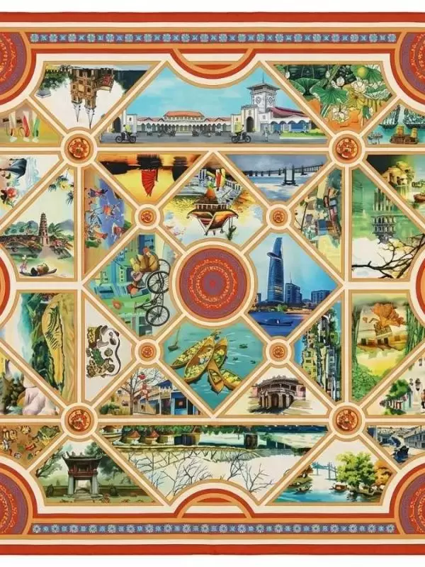 Khăn lụa tơ tằm in họa tiết nghệ thuật