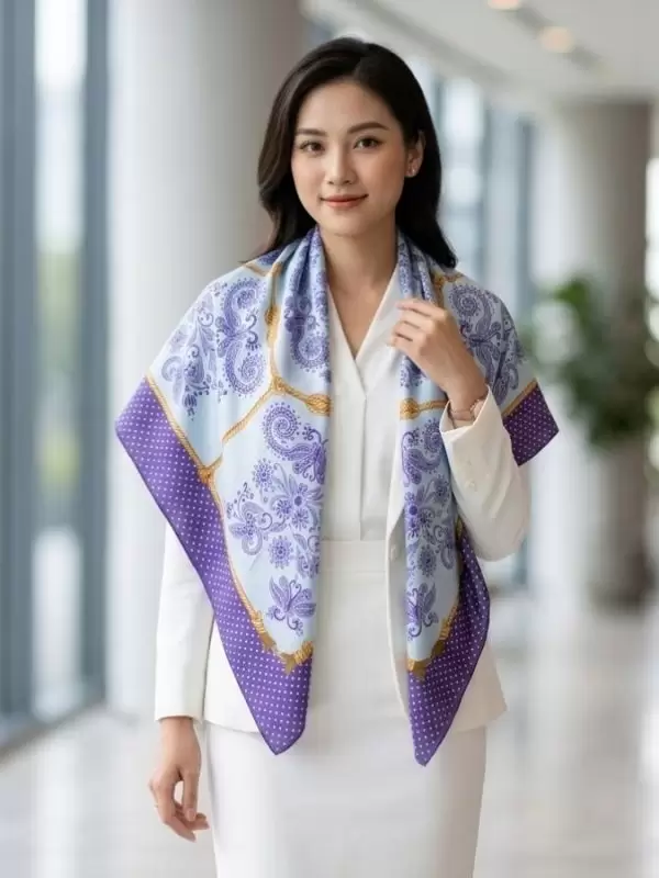 Khăn lụa tơ tằm in họa tiết nghệ thuật