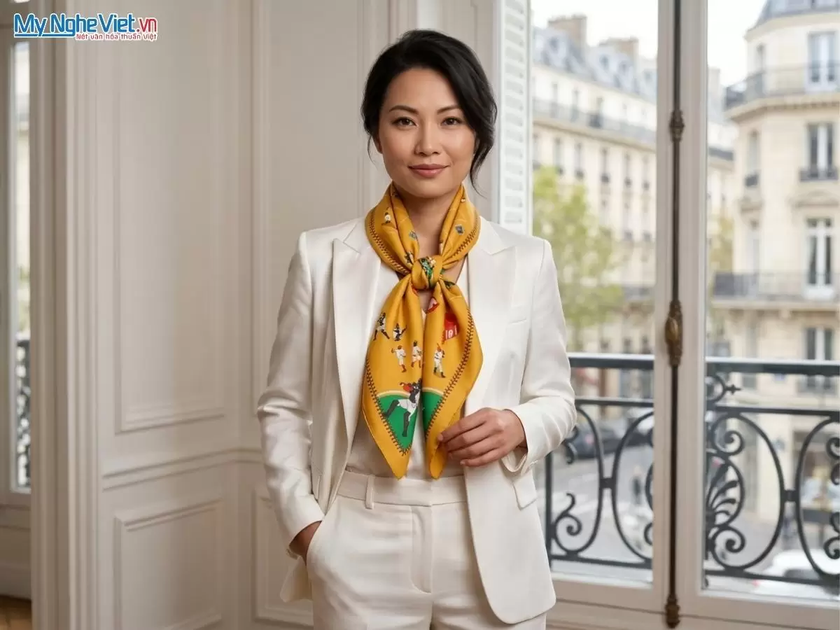 Khăn lụa tơ tằm in họa tiết nghệ thuật