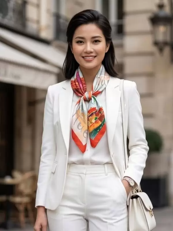 Khăn lụa tơ tằm in họa tiết nghệ thuật