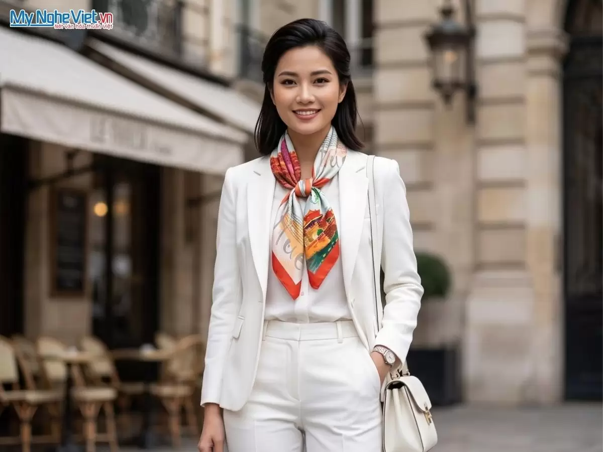 Khăn lụa tơ tằm in họa tiết nghệ thuật