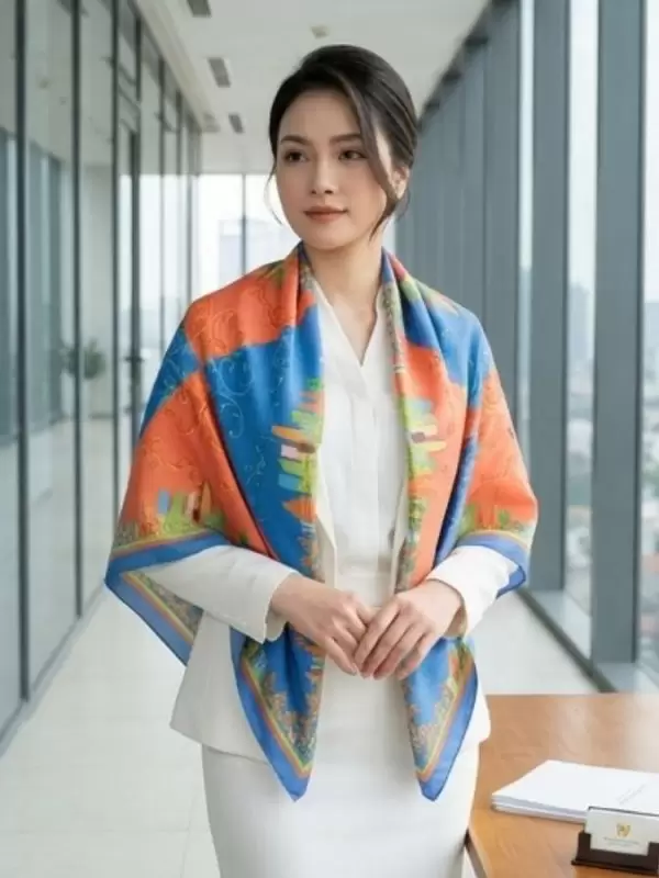 Khăn lụa tơ tằm in họa tiết nghệ thuật