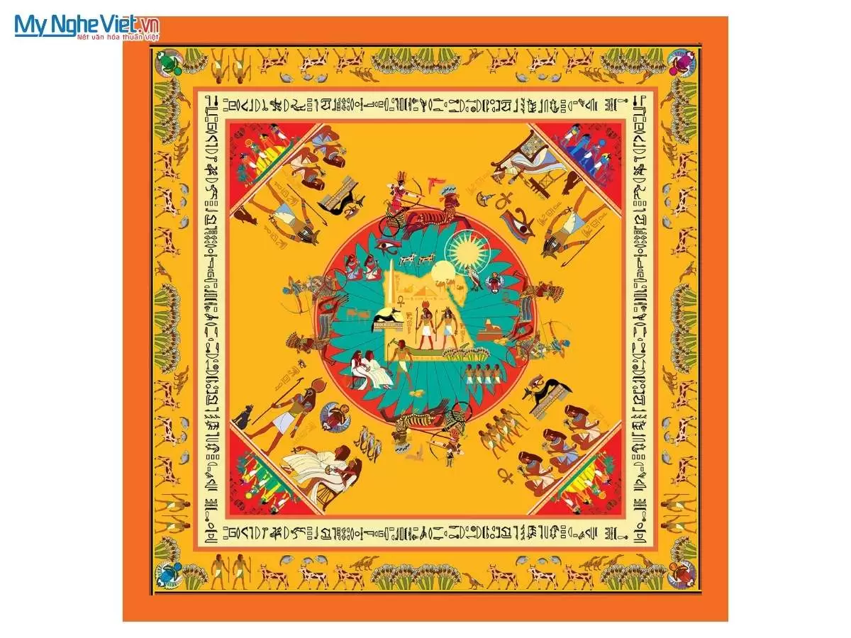 Khăn lụa tơ tằm in họa tiết nghệ thuật