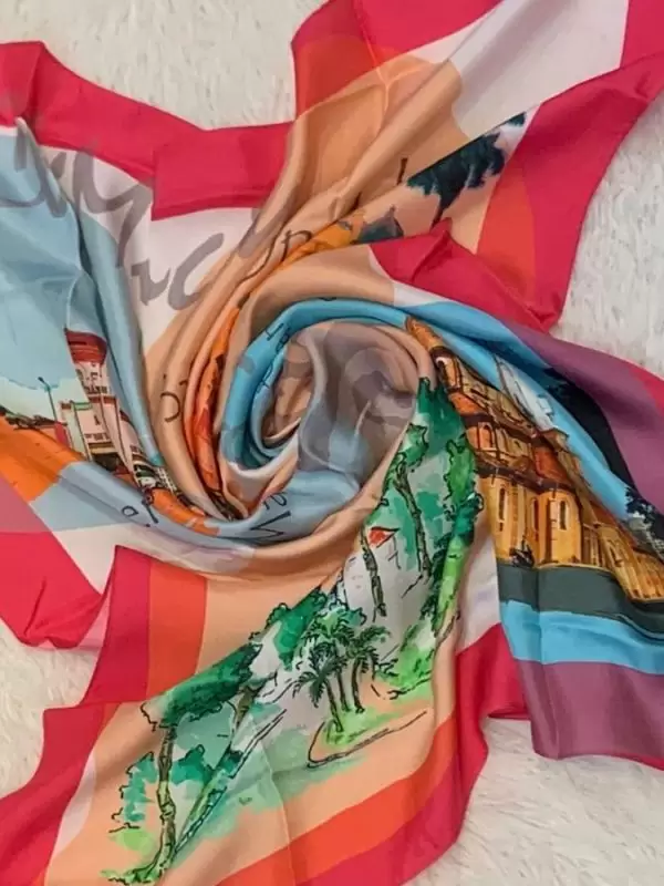 Khăn lụa tơ tằm in họa tiết nghệ thuật