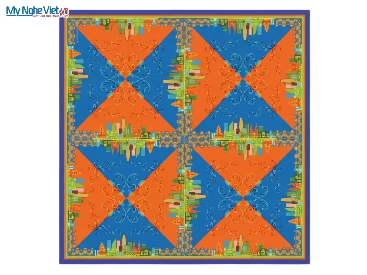 Khăn lụa tơ tằm in họa tiết nghệ thuật