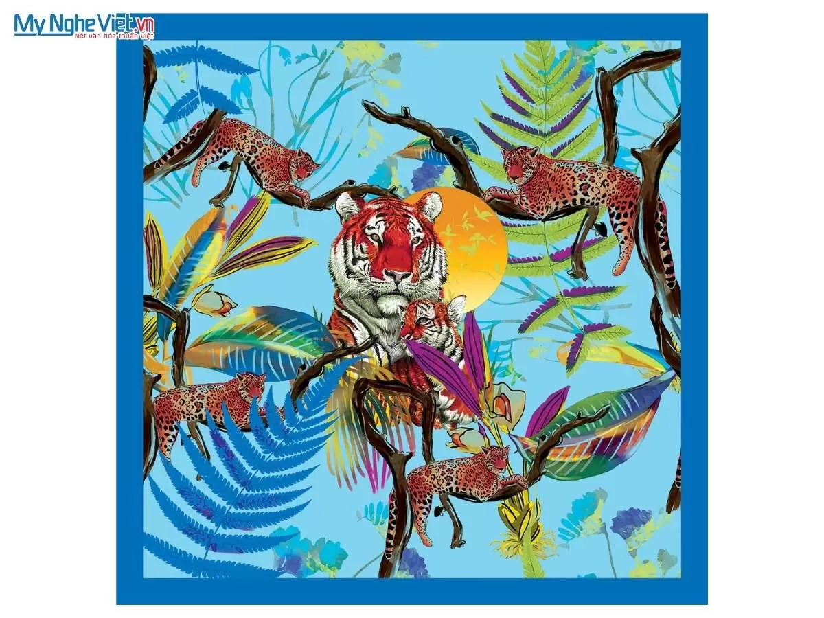 Khăn lụa tơ tằm in họa tiết nghệ thuật