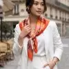 Khăn lụa tơ tằm in họa tiết nghệ thuật cao cấp