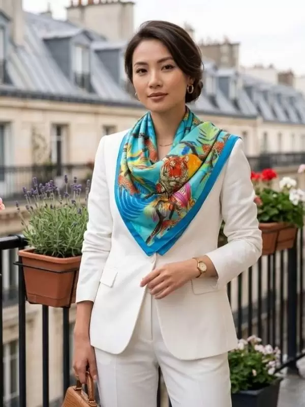 Khăn lụa tơ tằm in họa tiết nghệ thuật