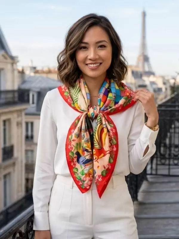 Khăn lụa tơ tằm in họa tiết nghệ thuật