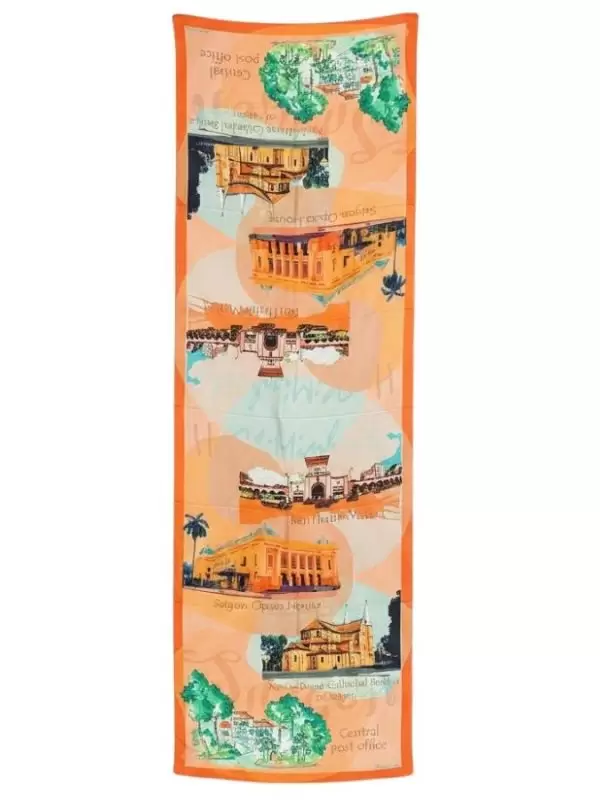 Khăn lụa tơ tằm in họa tiết nghệ thuật cao cấp