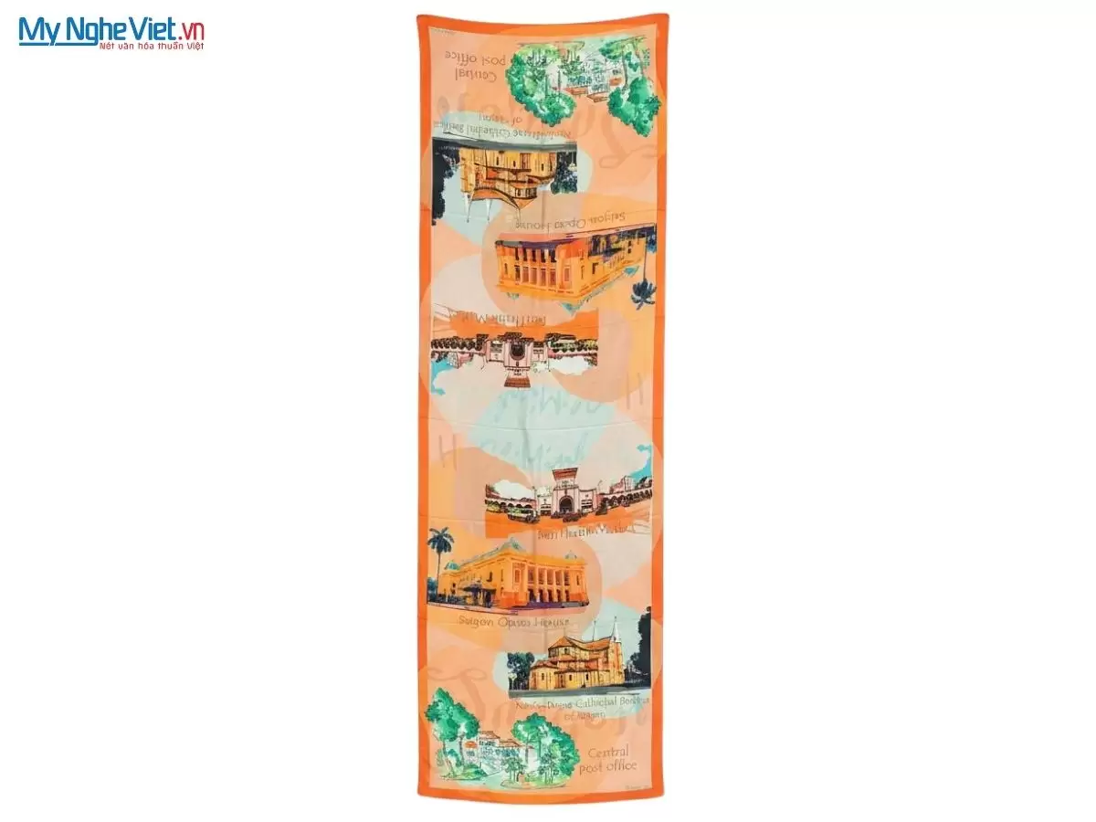 Khăn lụa tơ tằm in họa tiết nghệ thuật cao cấp