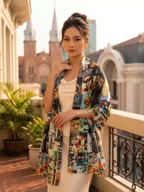 Khăn lụa tơ tằm in họa tiết nghệ thuật cao cấp