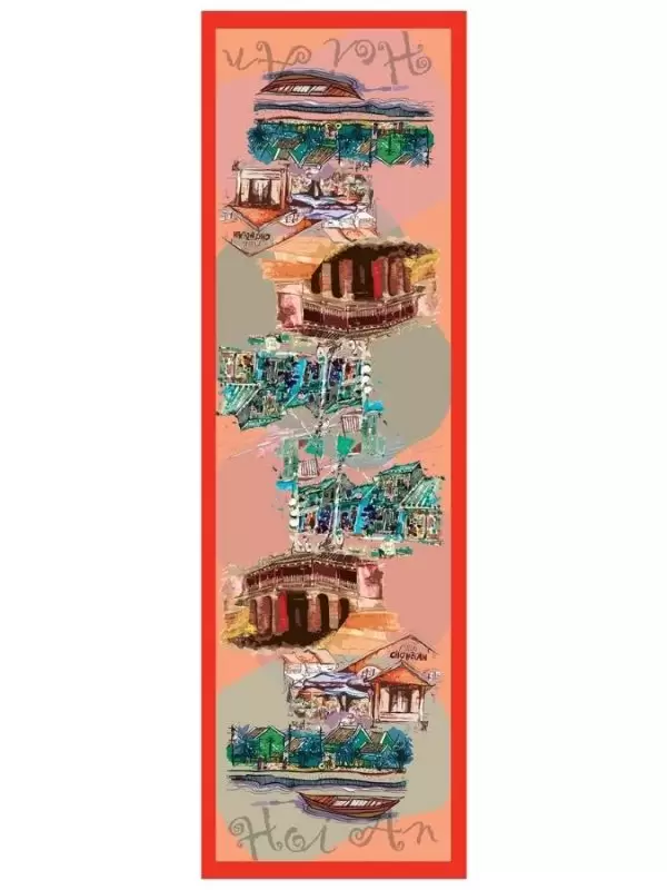 Khăn lụa tơ tằm in họa tiết nghệ thuật cao cấp