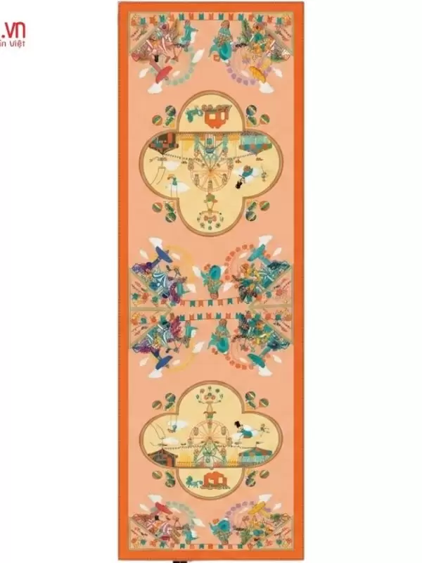 Khăn lụa tơ tằm in họa tiết nghệ thuật cao cấp