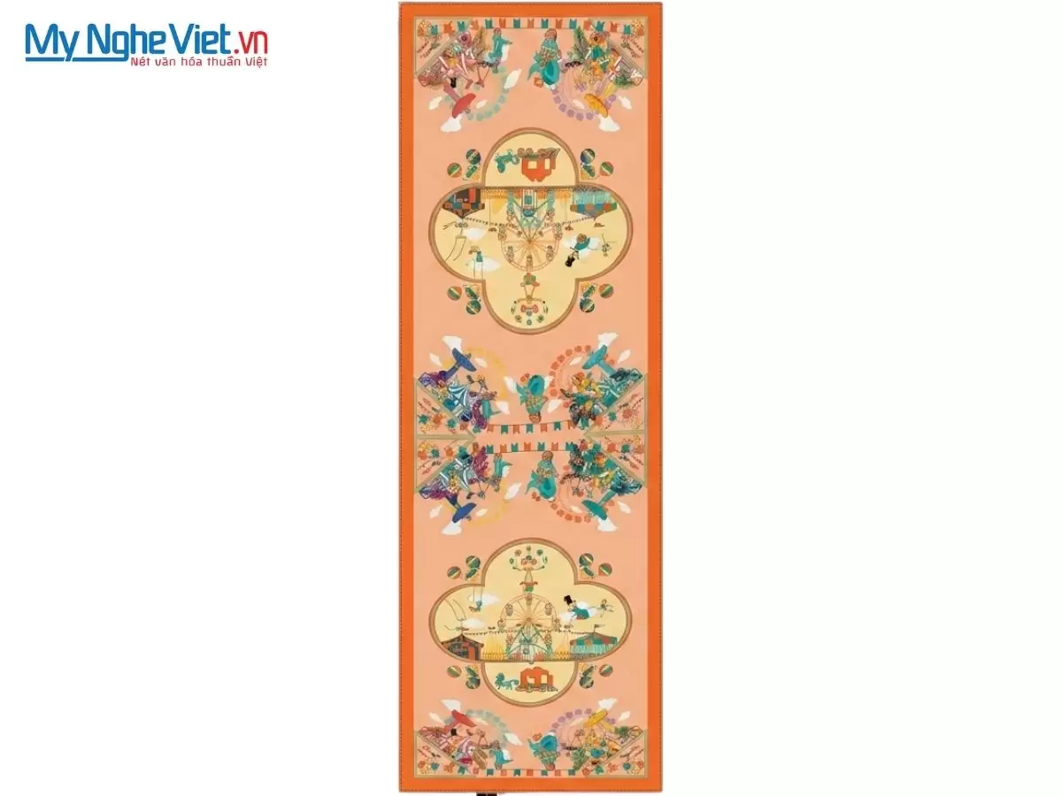 Khăn lụa tơ tằm in họa tiết nghệ thuật cao cấp