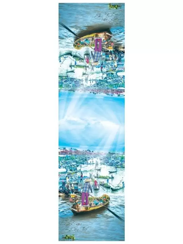 Khăn lụa tơ tằm in họa tiết nghệ thuật cao cấp