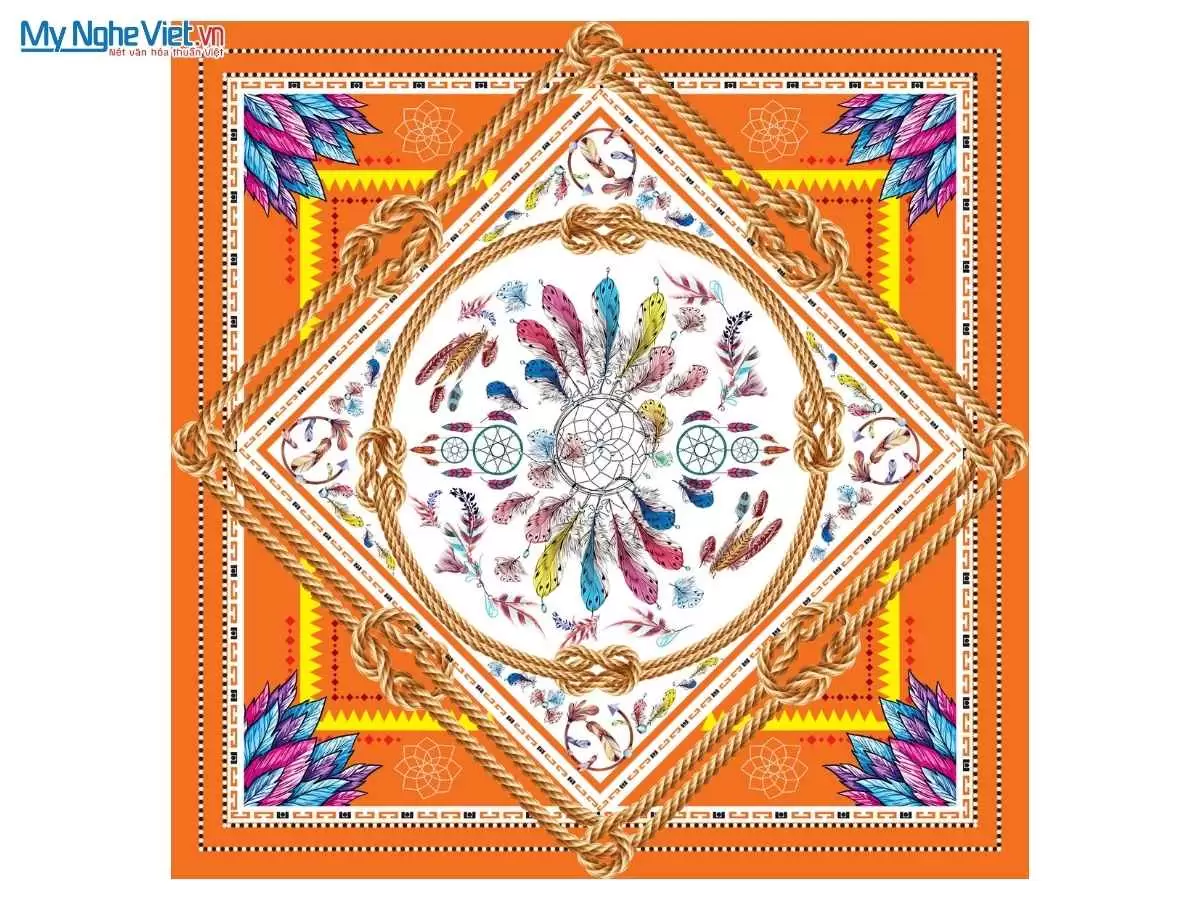 Khăn lụa tơ tằm in họa tiết nghệ thuật