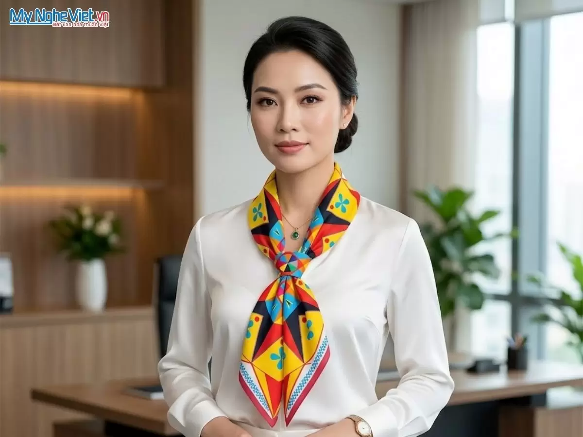 Khăn lụa tơ tằm in họa tiết nghệ thuật