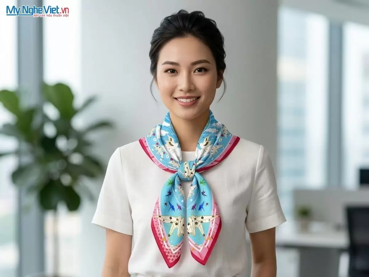 Khăn lụa tơ tằm in họa tiết nghệ thuật