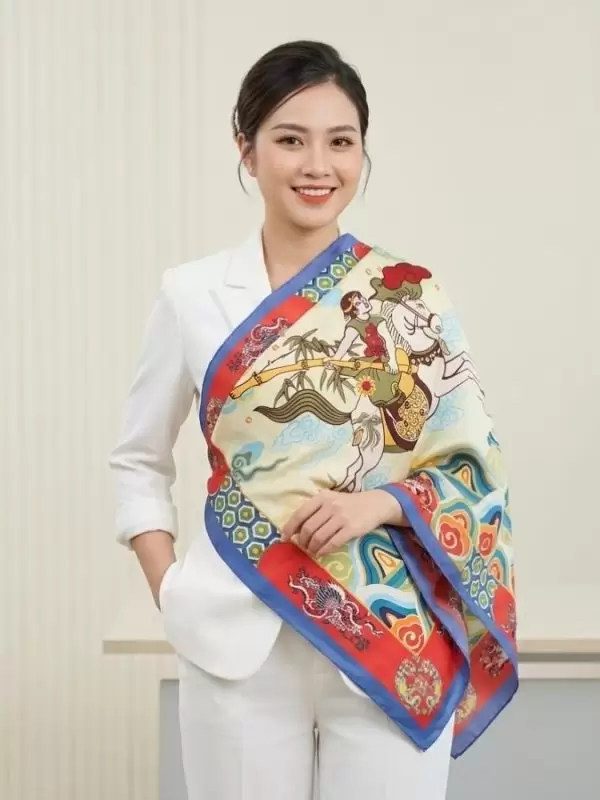 Khăn lụa tơ tằm in họa tiết nghệ thuật