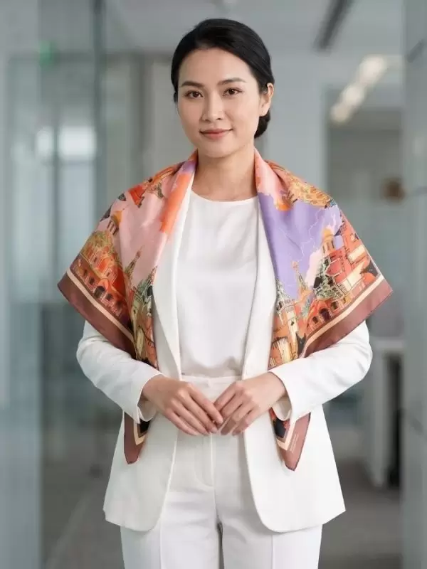 Khăn lụa tơ tằm in họa tiết nghệ thuật