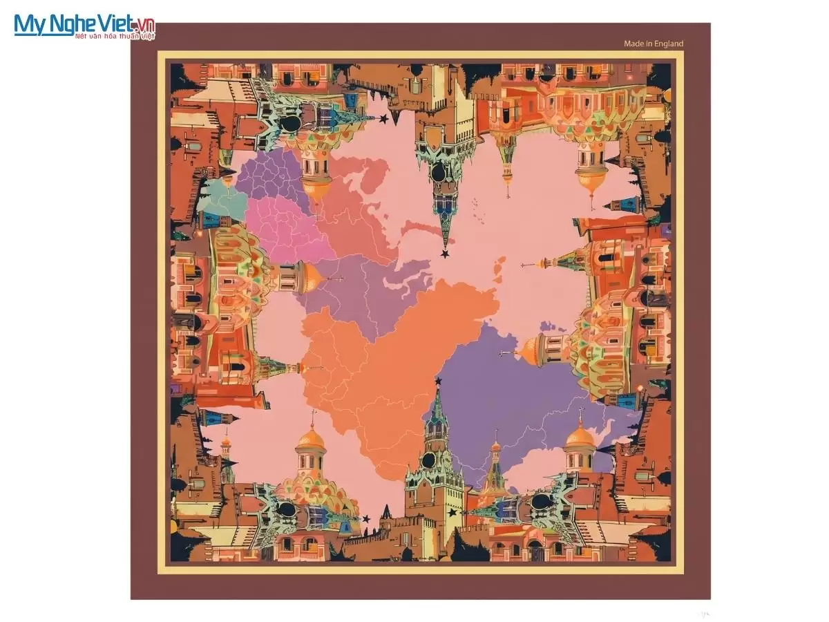 Khăn lụa tơ tằm in họa tiết nghệ thuật