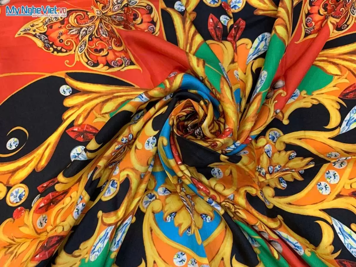 Khăn lụa tơ tằm in họa tiết nghệ thuật