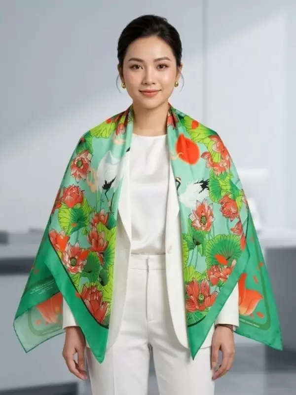 Khăn lụa tơ tằm in họa tiết nghệ thuật