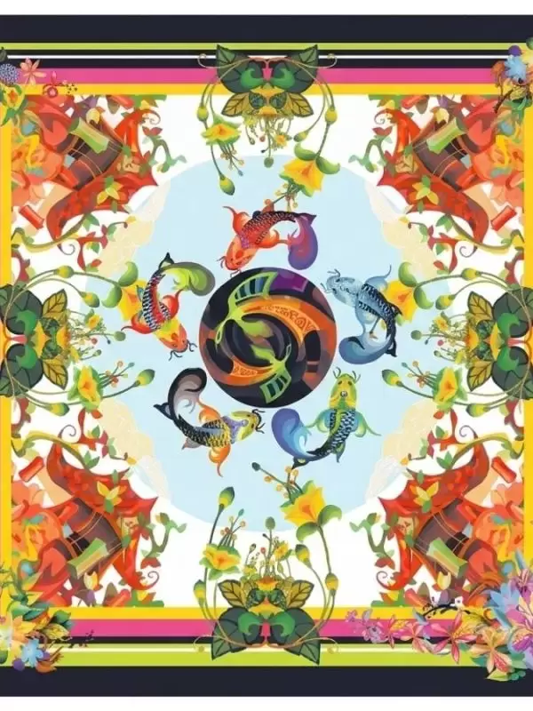 Khăn lụa tơ tằm in họa tiết nghệ thuật