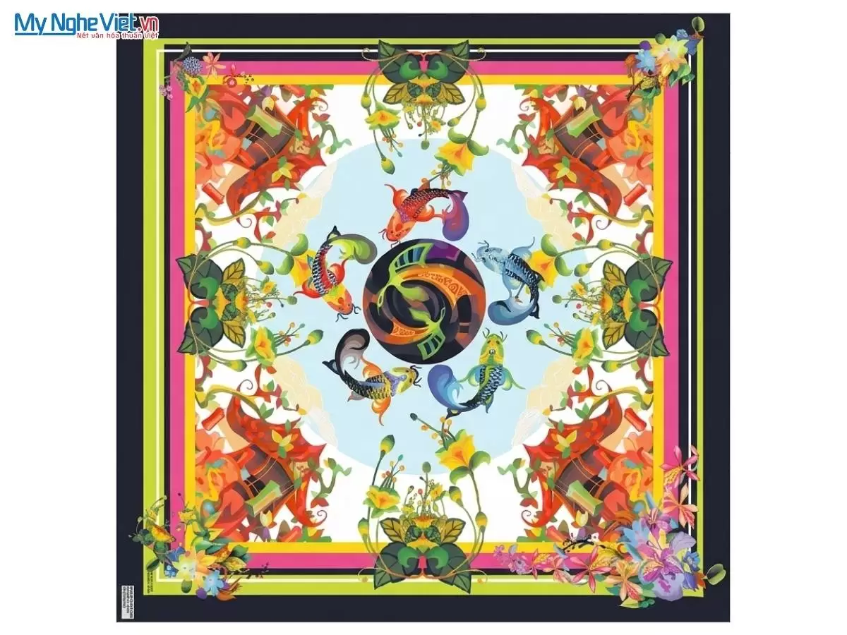 Khăn lụa tơ tằm in họa tiết nghệ thuật