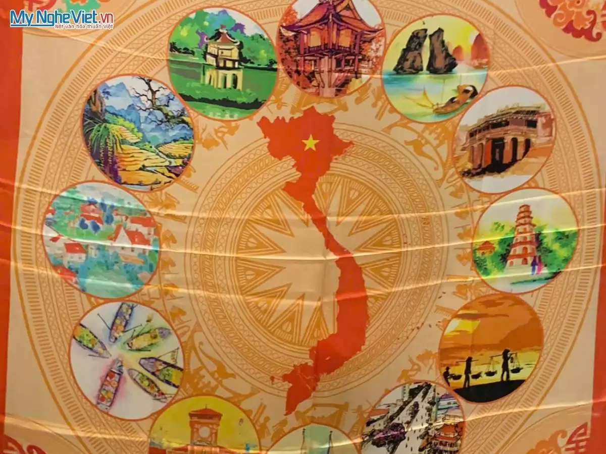 Khăn lụa tơ tằm in họa tiết nghệ thuật