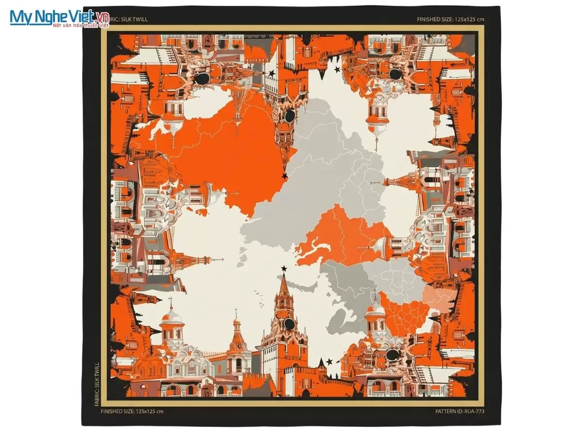 Khăn lụa tơ tằm in họa tiết nghệ thuật