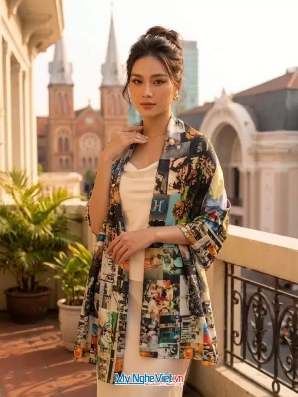 Khăn lụa tơ tằm in họa tiết nghệ thuật cao cấp