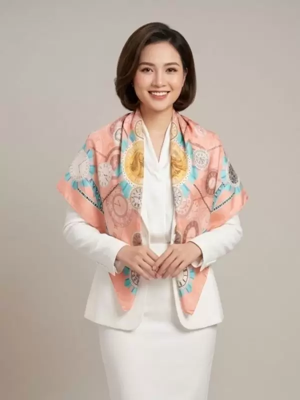 Khăn lụa tơ tằm in họa tiết nghệ thuật