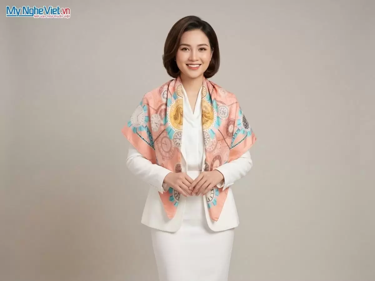 Khăn lụa tơ tằm in họa tiết nghệ thuật