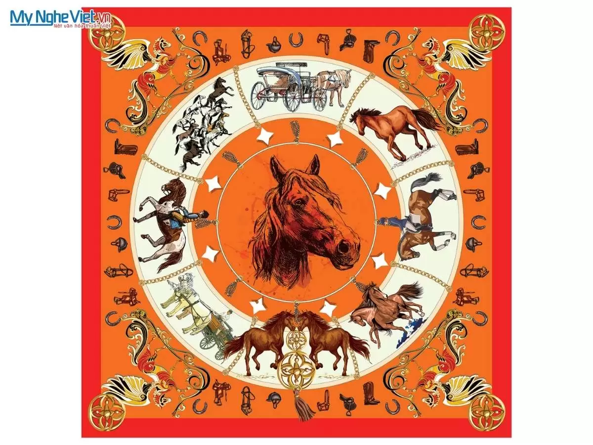 Khăn lụa tơ tằm in họa tiết nghệ thuật