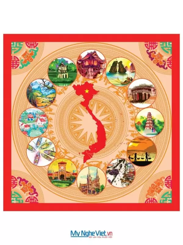 Khăn lụa tơ tằm in họa tiết nghệ thuật cao cấp