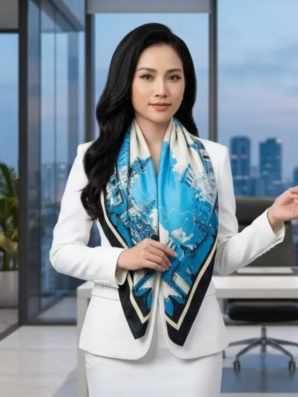 Khăn lụa tơ tằm in họa tiết nghệ thuật