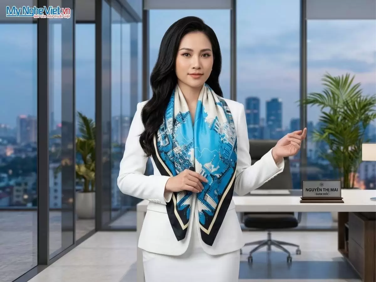 Khăn lụa tơ tằm in họa tiết nghệ thuật