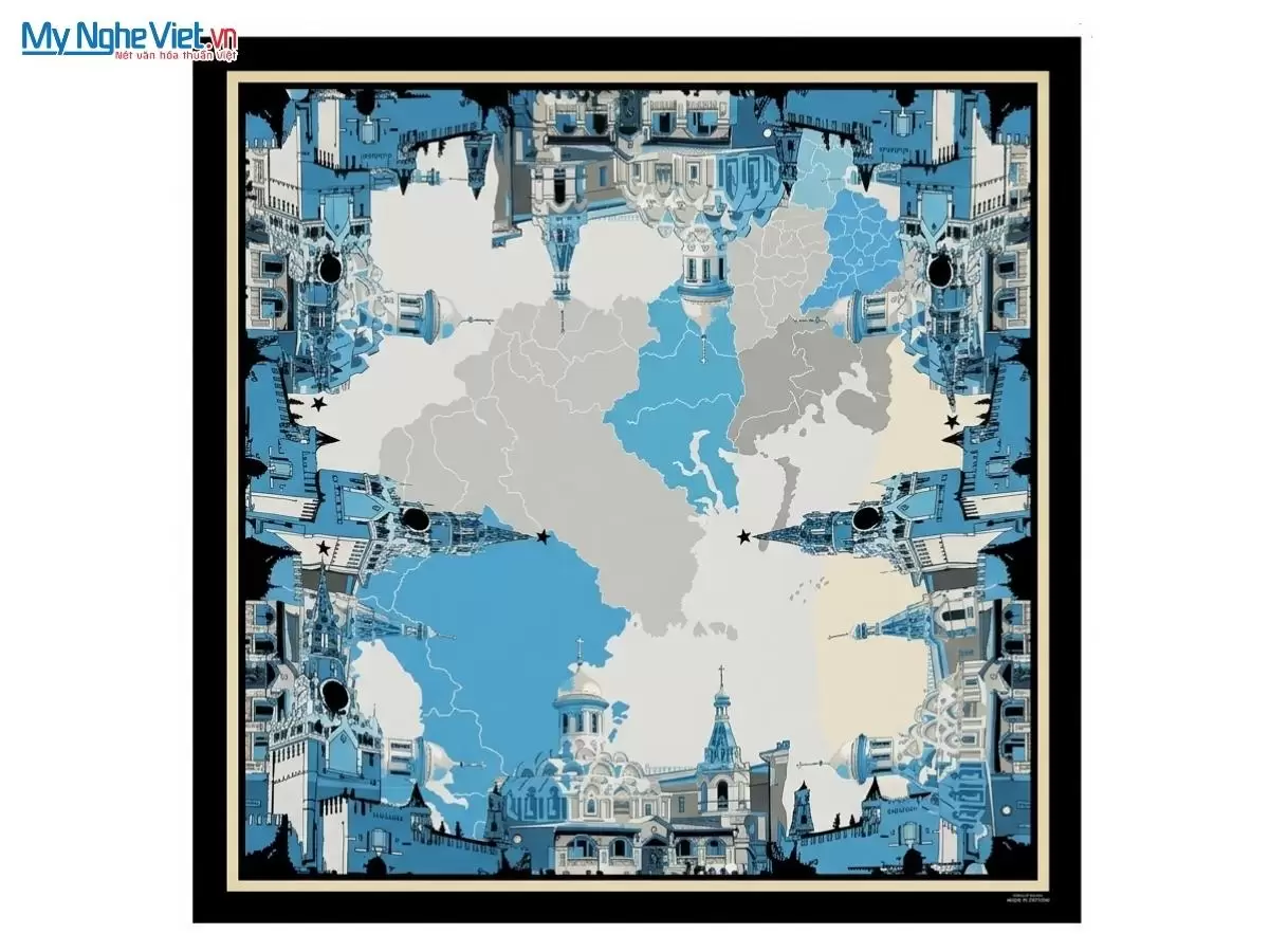 Khăn lụa tơ tằm in họa tiết nghệ thuật