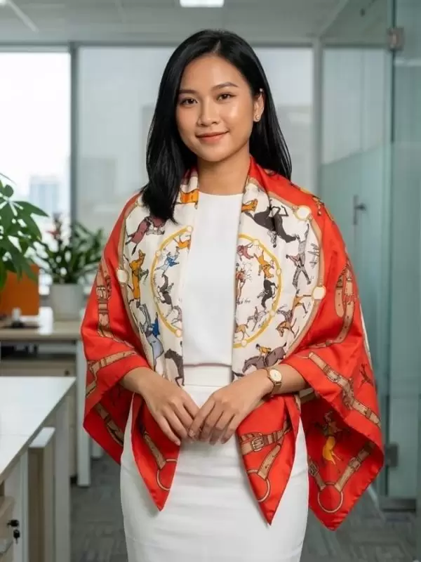 Khăn lụa tơ tằm in họa tiết nghệ thuật