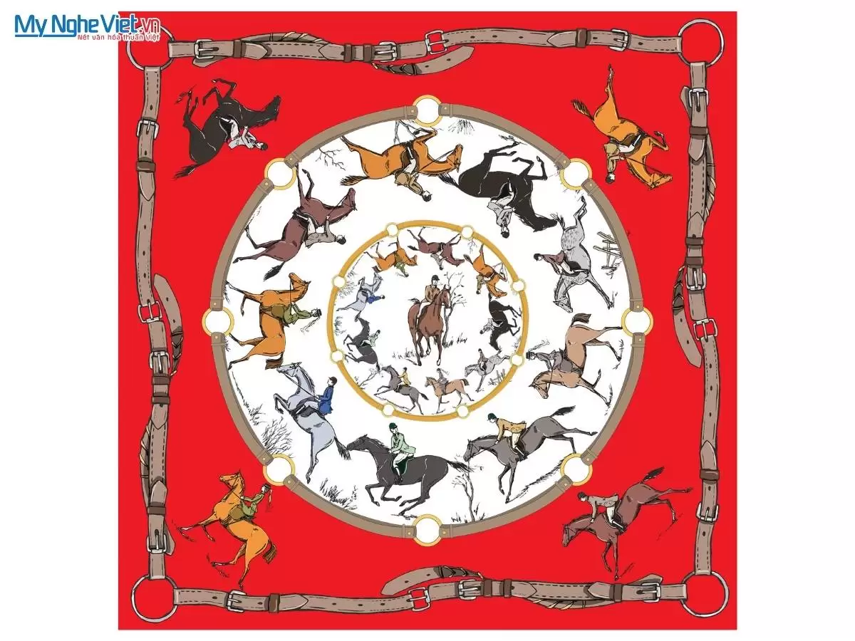 Khăn lụa tơ tằm in họa tiết nghệ thuật