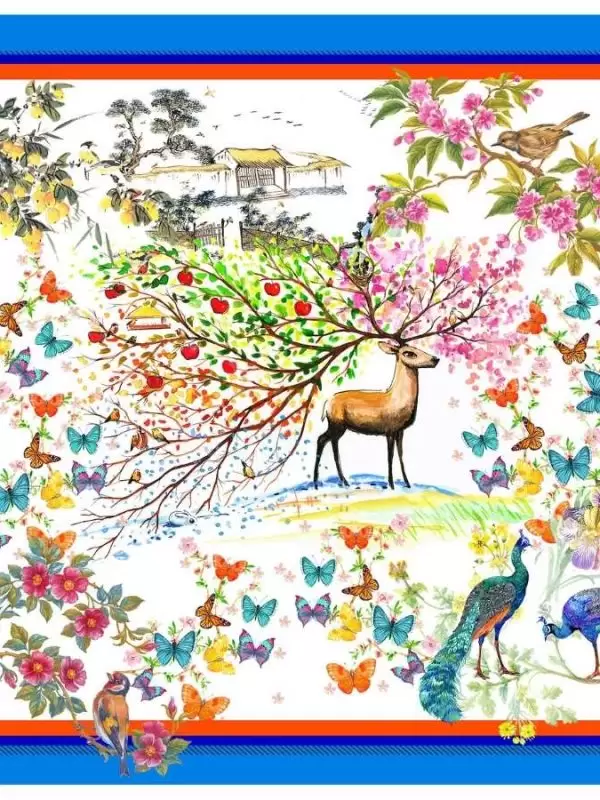 Khăn lụa tơ tằm in họa tiết nghệ thuật