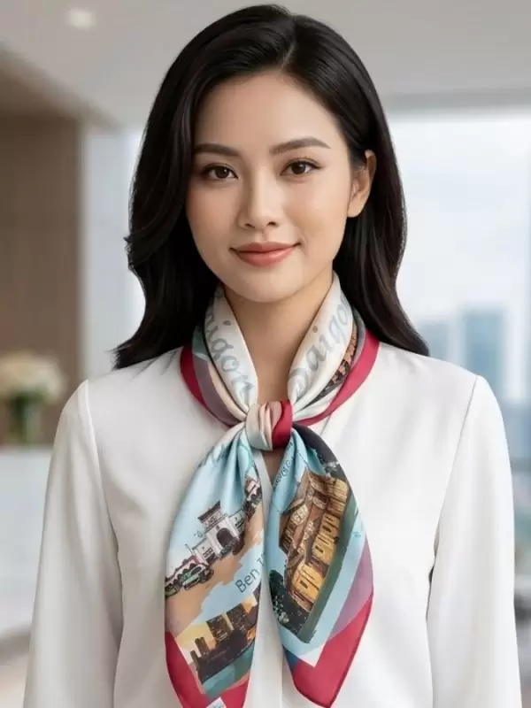 Khăn lụa tơ tằm in họa tiết nghệ thuật