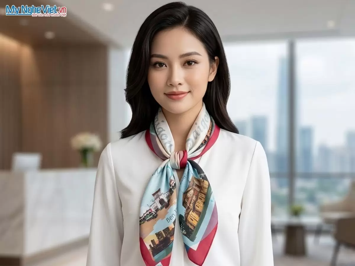 Khăn lụa tơ tằm in họa tiết nghệ thuật