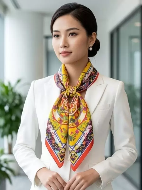 Khăn lụa tơ tằm in họa tiết nghệ thuật