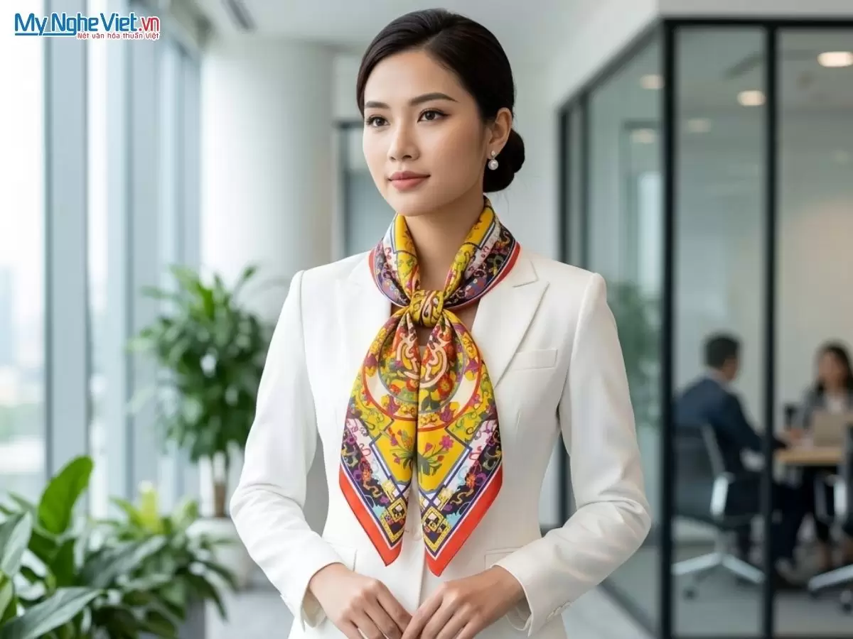 Khăn lụa tơ tằm in họa tiết nghệ thuật