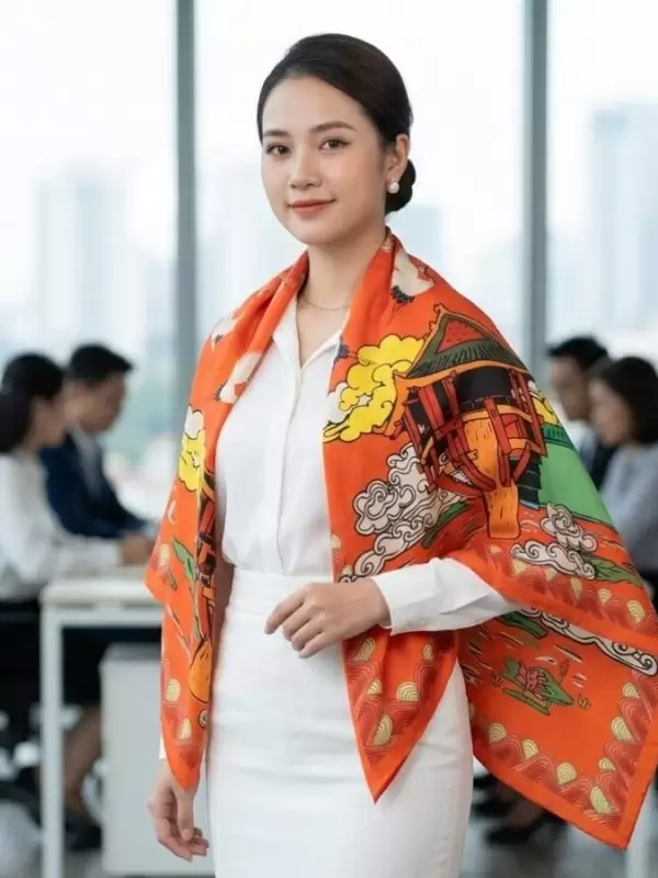 Khăn lụa tơ tằm in họa tiết nghệ thuật